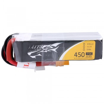 Tattu 450mAh 11.1V 75C 3S1P Lipo Battery Pack with XT30 Plug - Long Size for H Frame